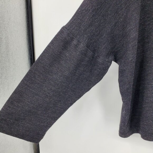 Eskandar Lagenlook Wool Blend Mock Neck Grey Oversized Drop Shoulder Sweater 1 - Picture 3 of 9